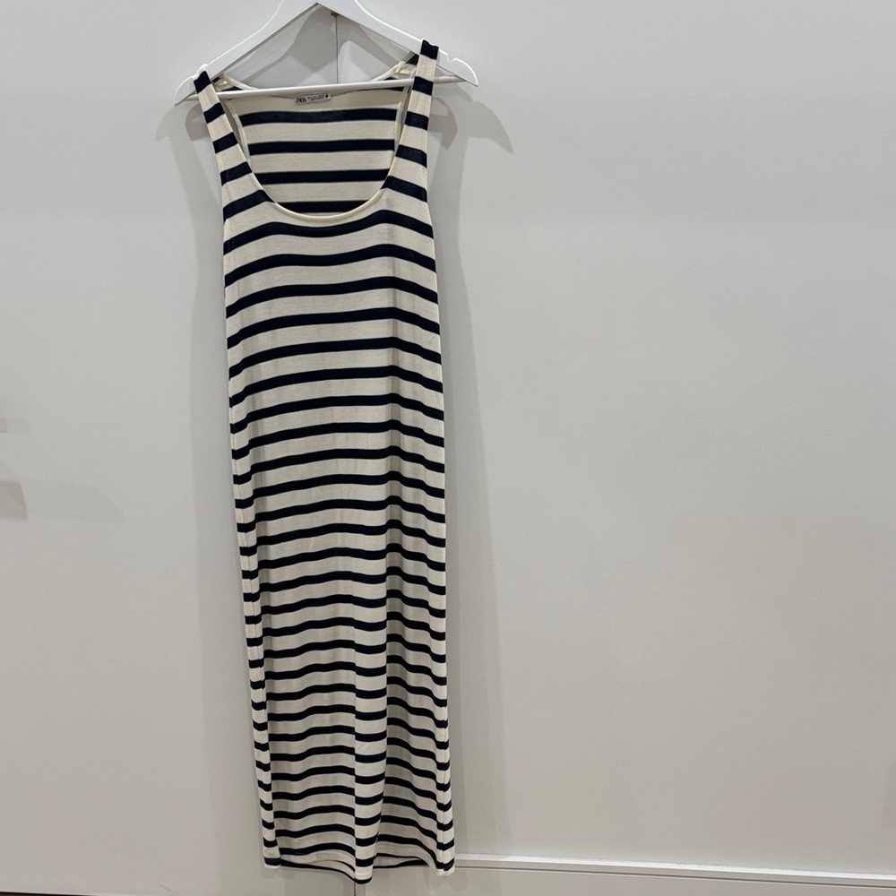 Zara Black and White Striped Maxi Dress